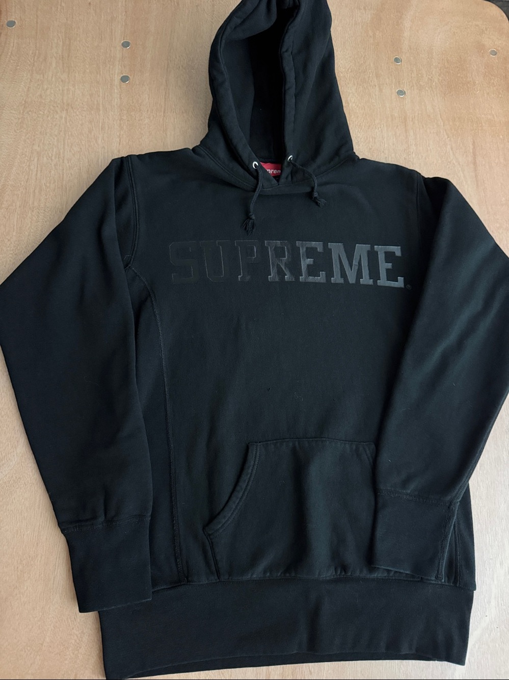 Supreme Black Embossed Logo Pullover Hoodie